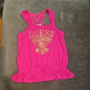 Guess Kids Fuchsia Lace Back Tank Top